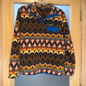 Patagonia RARE Synchilla Snap-T Fleece Medium Companions Big Anthos Pink Brown M